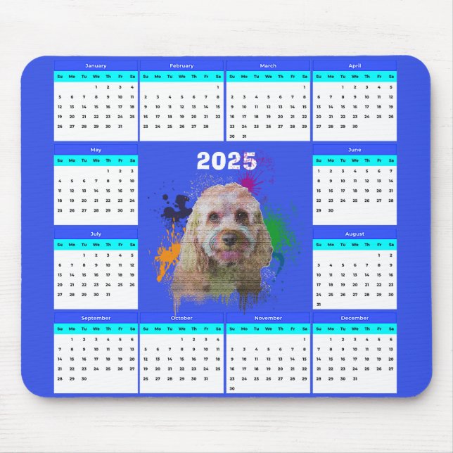 Niedlicher Cavapoo-Dog-Kalender individuell anpass Mousepad (Vorne)