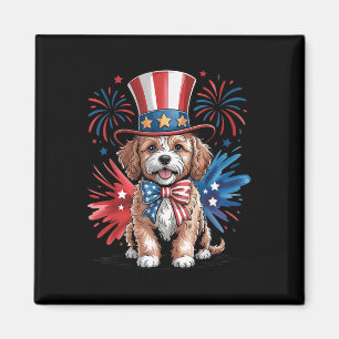 Niedlicher Cavapoo Dog Patriotic Hat Independence  Magnet
