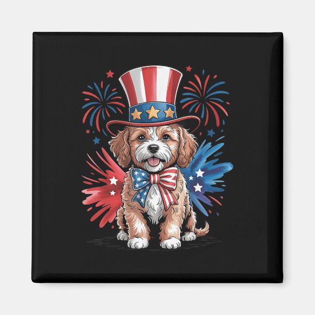 Niedlicher Cavapoo Dog Patriotic Hat Independence  Magnet (Vorne)