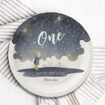 Niedlicher Celestial Birthday Stars Watercolor Boy Pappteller<br><div class="desc">Niedliche Celestial Birthday Stars Watercolor Boy Paper Party Teller zeichnet sich durch eine niedliche Aquarell eines kleinen Jungen,  der die Sterne anschaut. Perfekt für den kleinen Jungen,  die Kinder zum ersten Geburtstag feiern und Babyduschen. Designed by Evco Studio. Für die Koordination von Elementen siehe www.zazzle.com/store/evcostudio</div>
