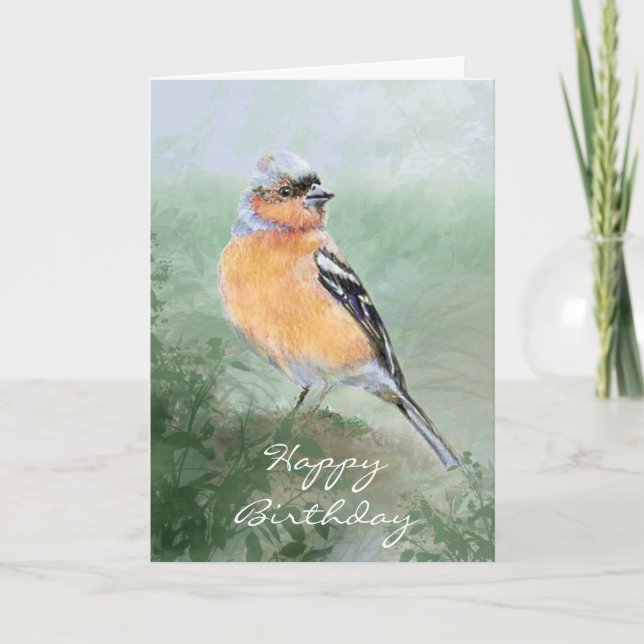 Niedlicher Chaffinch, alles Gute zum Geburtstag, Karte (Vorderseite)