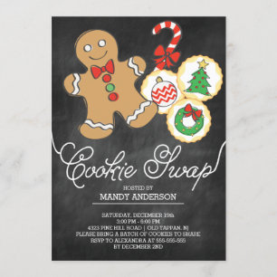 Niedlicher Chalkboard Holiday Cookie Swap Einladung