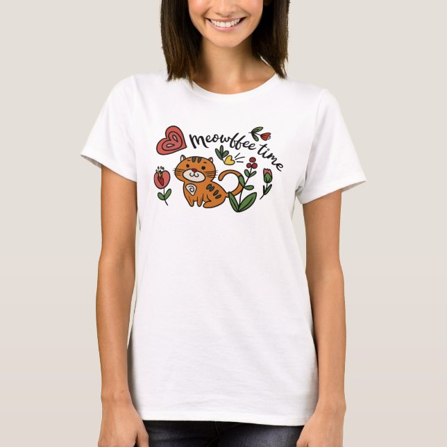 Niedlicher Chat Kaffee Lover T - Shirt (Vorderseite)