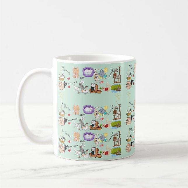 Niedlicher Chat & Kätzchen Cup Kaffeetasse (Links)