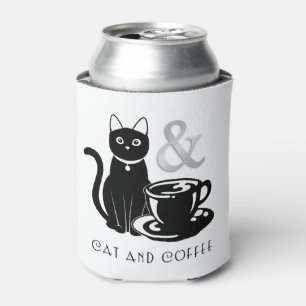 Niedlicher Chat Lover Kaffee Lover Schwarz und Wei Dosenkühler