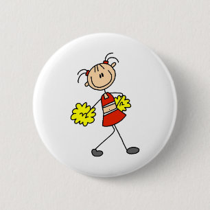 Niedlicher Cheerleading Strichmännchen-Knopf Button