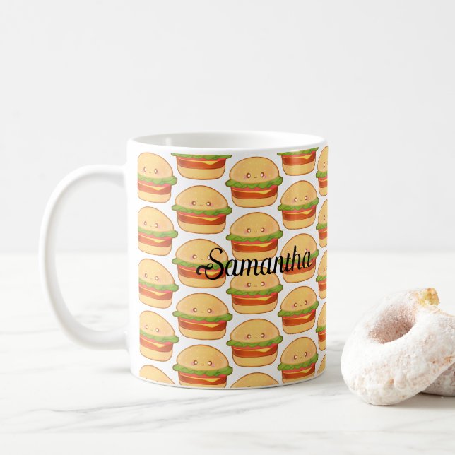 Niedlicher Cheeseburger Kaffeetasse (Mit Donut)