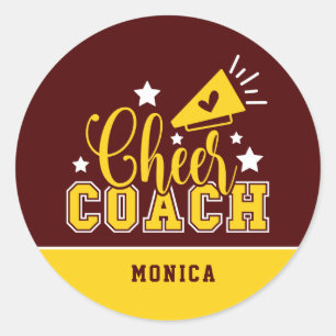 Niedlicher Cheftrainer Personalisiert Maroon & Yel Runder Aufkleber