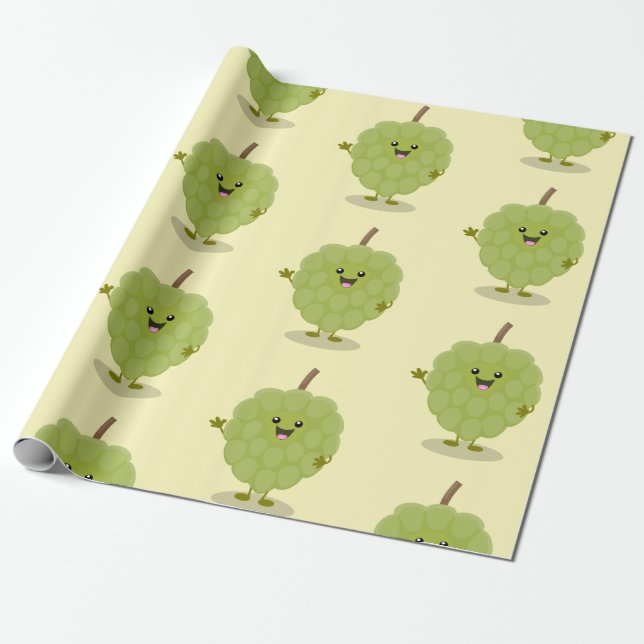 Niedlicher Cherimoya-Cartoon Geschenkpapier (Ungerollt)