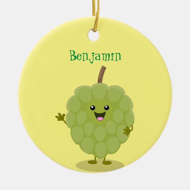 Niedlicher Cherimoya-Cartoon Keramik Ornament (Vorne)