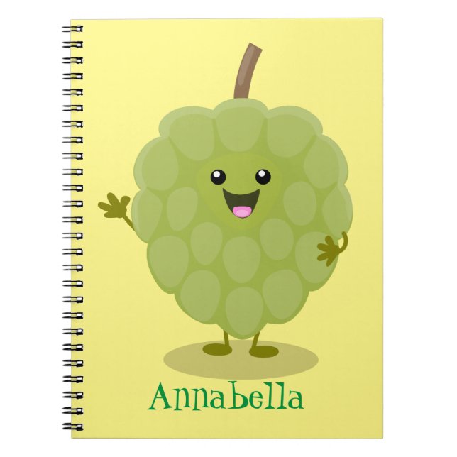 Niedlicher Cherimoya-Cartoon Notizblock (Vorderseite)