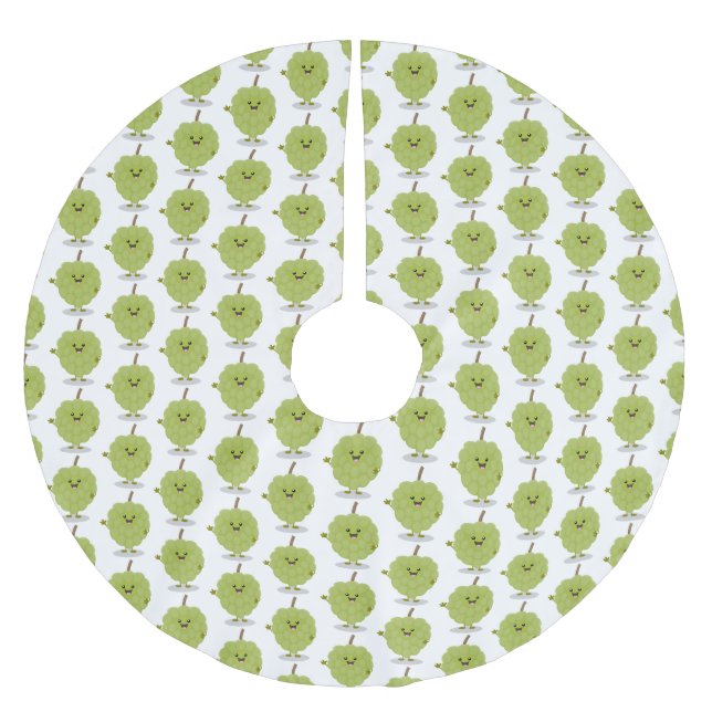 Niedlicher Cherimoya-Cartoon Polyester Weihnachtsbaumdecke (Vorderseite)