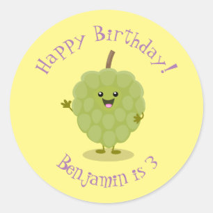 Niedlicher Cherimoya-Cartoon Runder Aufkleber