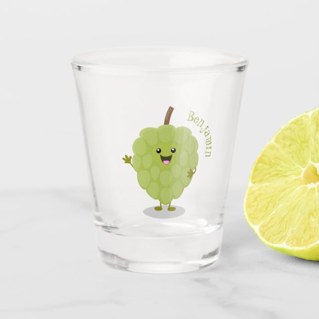 Niedlicher Cherimoya-Cartoon Schnapsglas (Vorderseite)