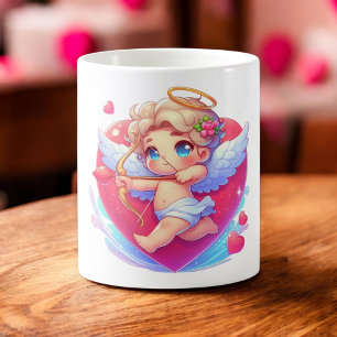Niedlicher Cherub Cupid Valentinsziel Rosa Herz Kaffeetasse