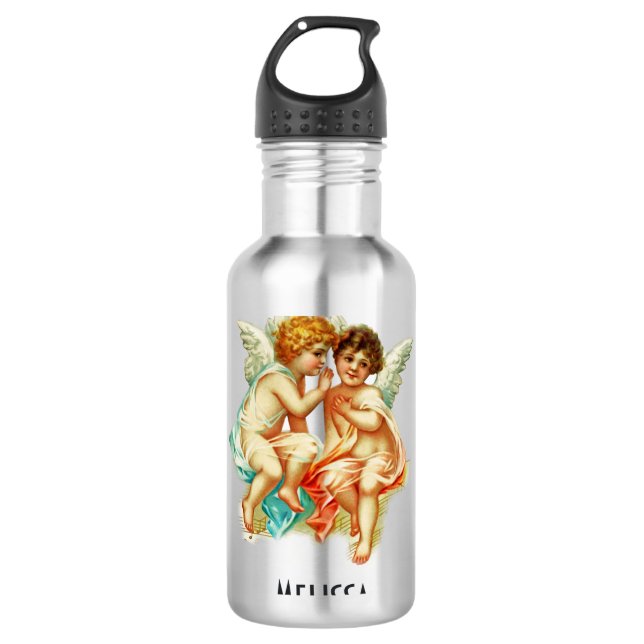 Niedlicher Cherub Ephemera Flüsternengel Edelstahlflasche (Vorderseite)