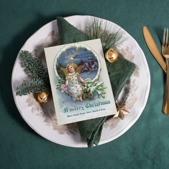 Niedlicher Cherub-Goldflügel, Weihnachtsgrüßkarte Einladung (Von Creator hochgeladen)