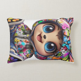 Niedlicher Chibi-Bär in Graffiti Butterfly Hoodie Dekokissen