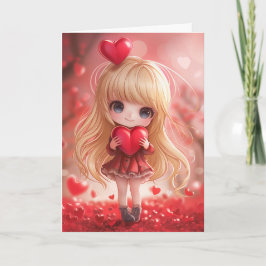 Niedlicher Chibi Blonde mit Herz Karte