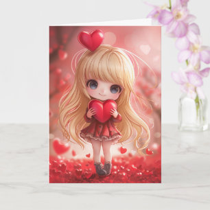Niedlicher Chibi Blonde mit Herz Karte