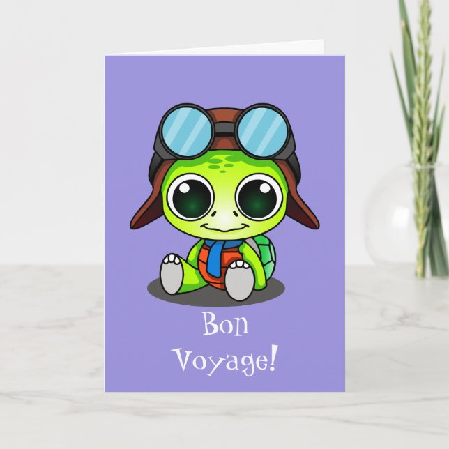 Niedlicher Chibi Cartoon Turtle Bon Voyage Karte (Vorderseite)