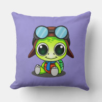 Niedlicher Chibi Cartoon Turtle in Aviator Hat