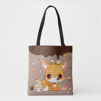 Niedlicher chibi Fuchs mit kawaii Eiscreme