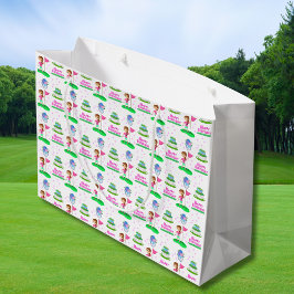 Niedlicher Chibi Girl Geburtstag Golfing Thema Geb Große Geschenktüte