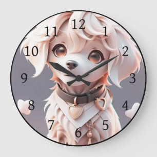 Niedlicher Chibi Golden Retriever Welppy Große Wanduhr