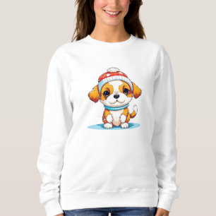 Niedlicher Chibi Kawaii Cartoon Weihnachtswelpen W Sweatshirt