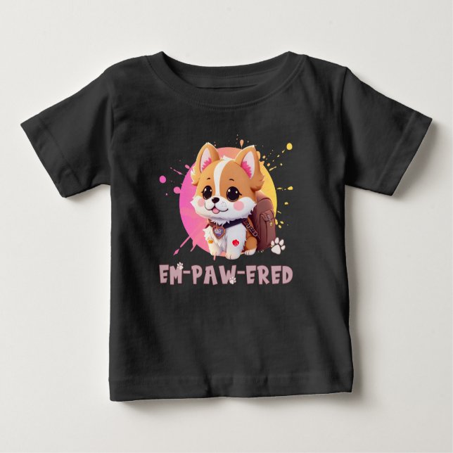 Niedlicher Chibi Kawaii Corgi Jahr der Namensschul Baby T-shirt (Vorderseite)