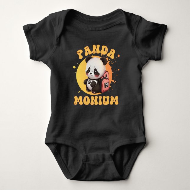 Niedlicher Chibi Kawaii Panda Name School Jahr zur Baby Strampler (Vorderseite)