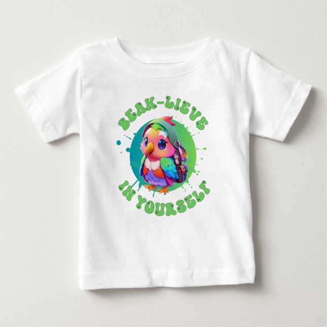 Niedlicher Chibi Kawaii Parrot Name School Jahr zu Baby T-shirt (Vorderseite)