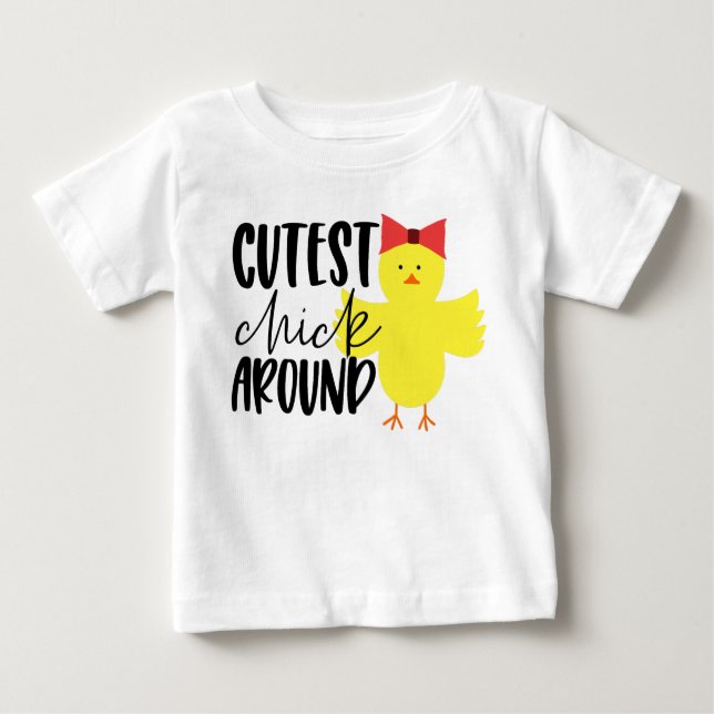 Niedlicher Chick Around Girl Osterfest T - Shirt (Vorderseite)