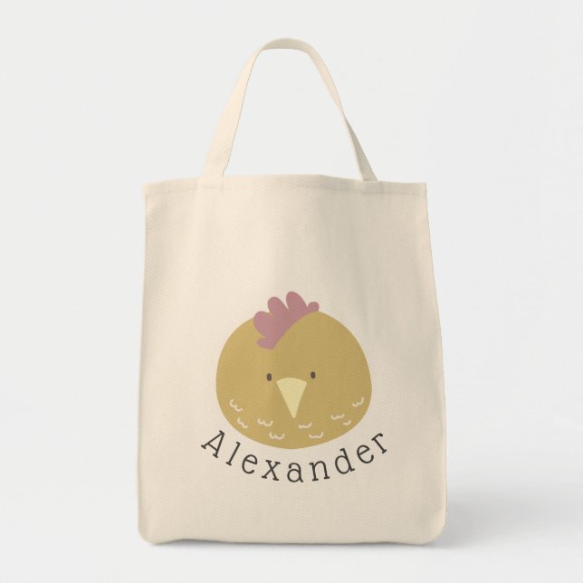 Niedlicher Chick Tote Bag mit individuellem Namen Tragetasche (Vorne)