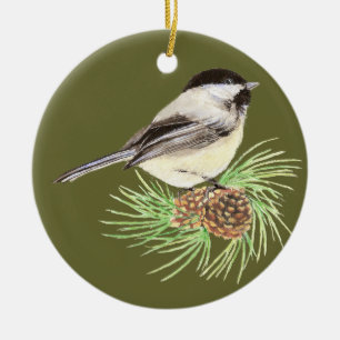Niedlicher Chickadee Bird, Natur, Wildnis, Tier Keramikornament