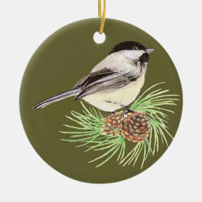 Niedlicher Chickadee Bird, Natur, Wildnis, Tier Keramikornament (Vorne)