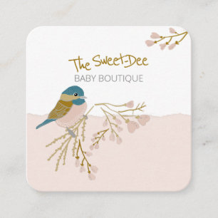 Niedlicher Chickadee Hearts Baby Boutique Shop Quadratische Visitenkarte