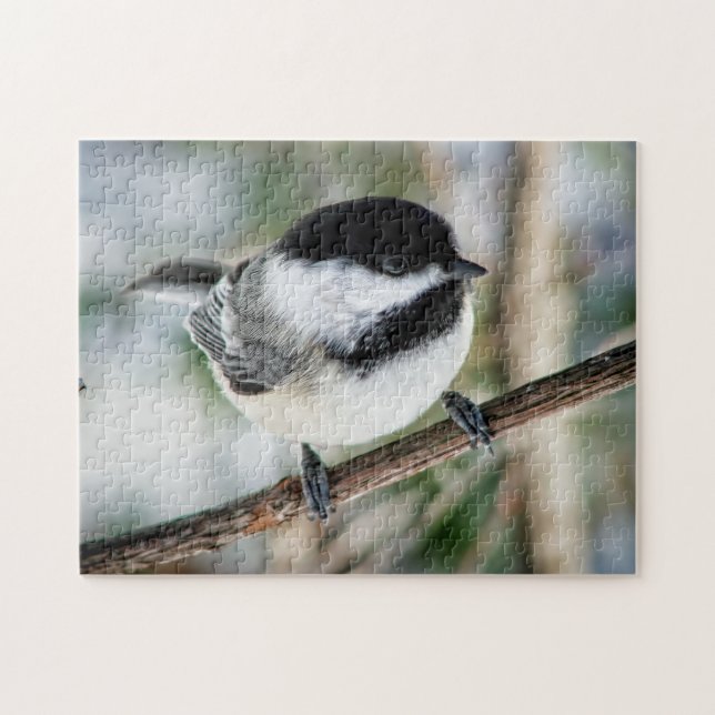 Niedlicher Chickadee im Winter Puzzle (Horizontal)
