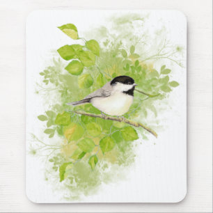 Niedlicher Chickadee-Vogel im Pappel-Baum Mousepad