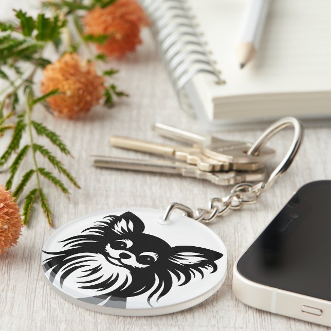 Niedlicher Chihuahua-Cartoon Schlüsselanhänger (Vorderseite rechts)