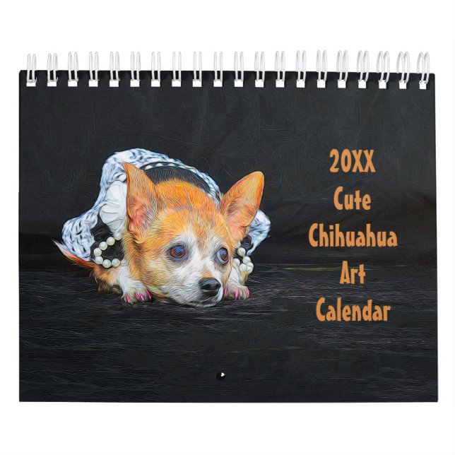 Niedlicher Chihuahua Dog Art Design 2024 Monatlich Kalender (Titelbild)