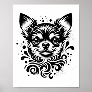 Niedlicher Chihuahua Dog Vintag Tattoo Art _2 Poster