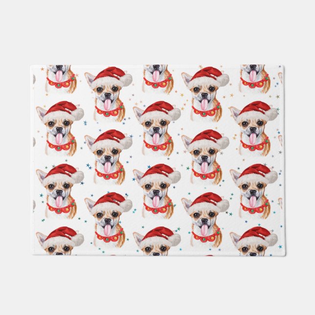 Niedlicher Chihuahua Dog Weihnachtsmuster Fußmatte (Vorderseite)