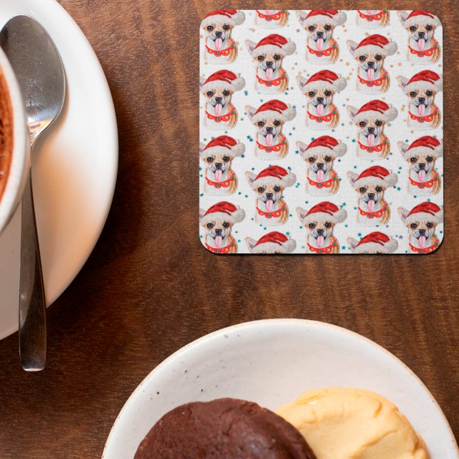 Niedlicher Chihuahua Dog Weihnachtsmuster Rechteckiger Pappuntersetzer (Von Creator hochgeladen)