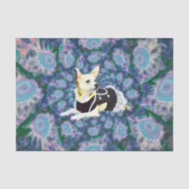 Niedlicher Chihuahua Hund Aquamarin Gelbe Kunst En Seidenpapier