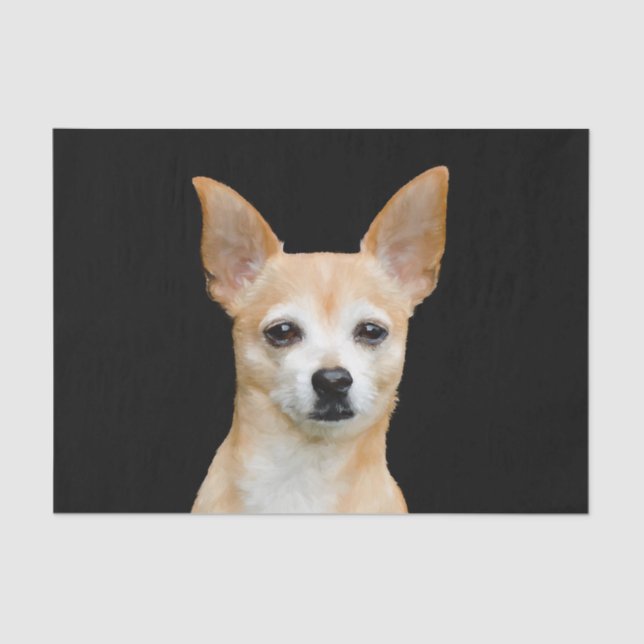 Niedlicher Chihuahua Hund Beige Tan Schwarz Portra Seidenpapier (Vorderseite)