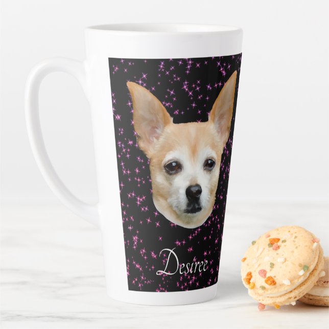 Niedlicher Chihuahua Hund Eleganter Lila Glitzer D Milchtasse (Beispiel)