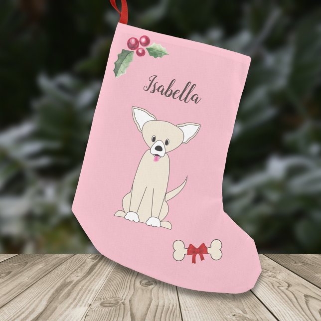 Niedlicher Chihuahua-Hund Monogramm Kleiner Weihnachtsstrumpf (Von Creator hochgeladen)
