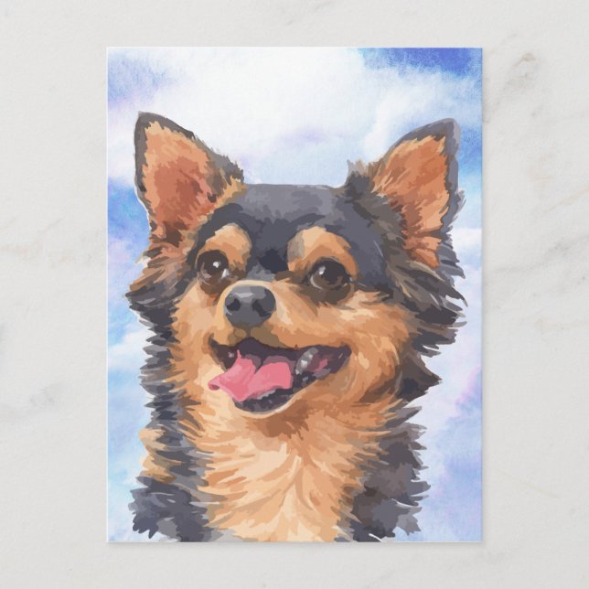 Niedlicher Chihuahua-HundehaustierWatercolor Postkarte (Vorderseite)